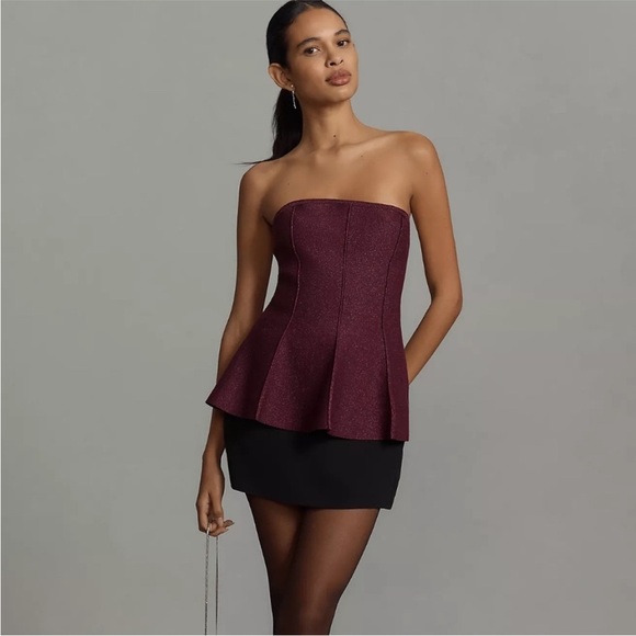 NWT! Anthropologie Pilcro Hourglass Sparkly Sweater Tank in Mulberry - Multiple💎 - Picture 1 of 11